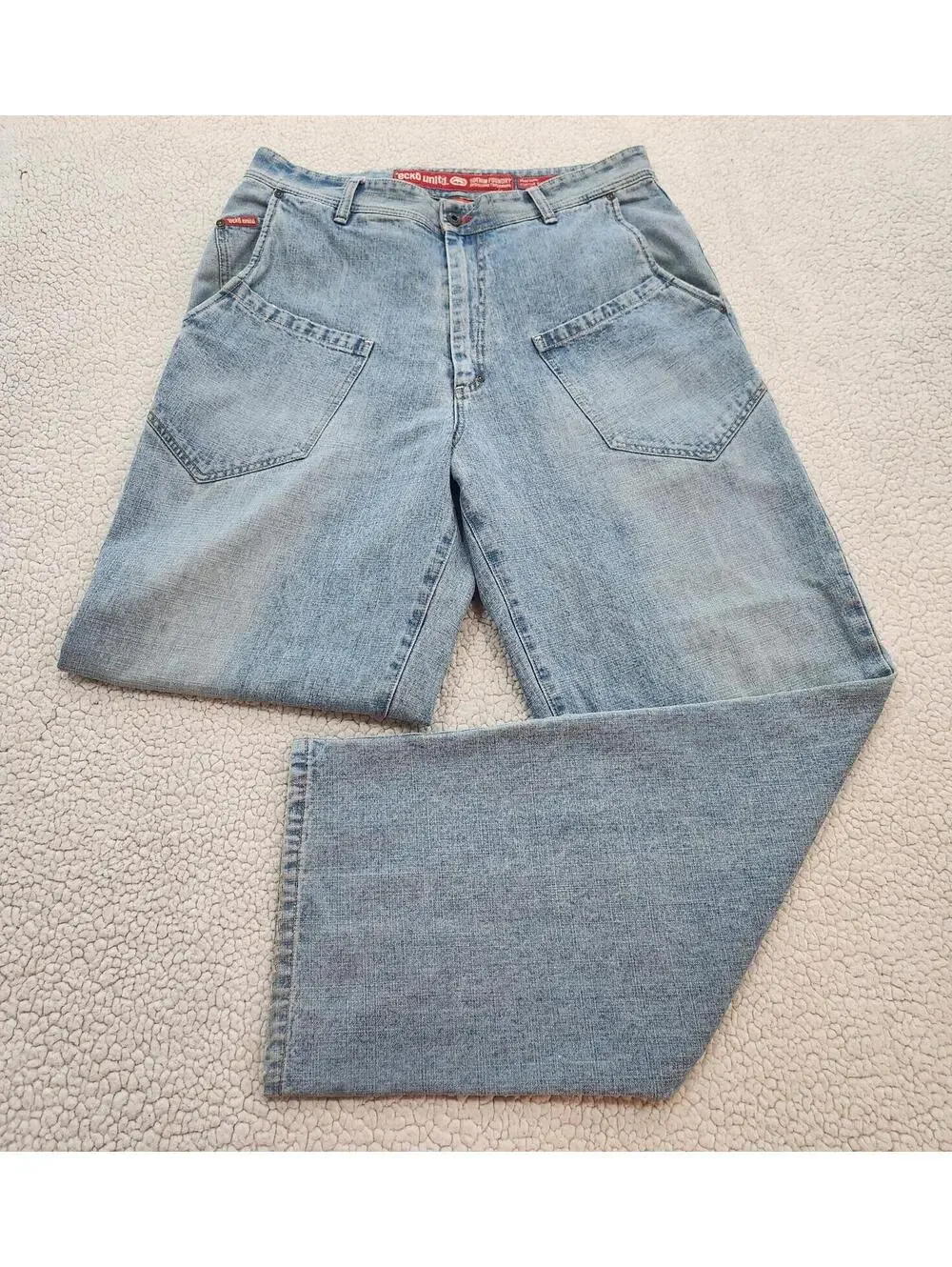 Vintage Ecko Unltd Jeans 40x32 Light Wash Baggy Y2K Raw Denim Skater Cotton RARE